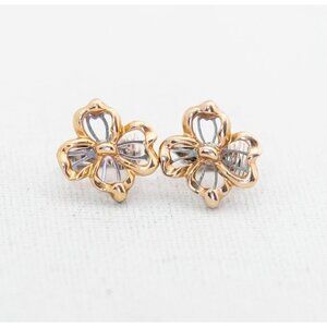 Vintage Cross Ribbon Flower Clip On Earrings by Avon - T19